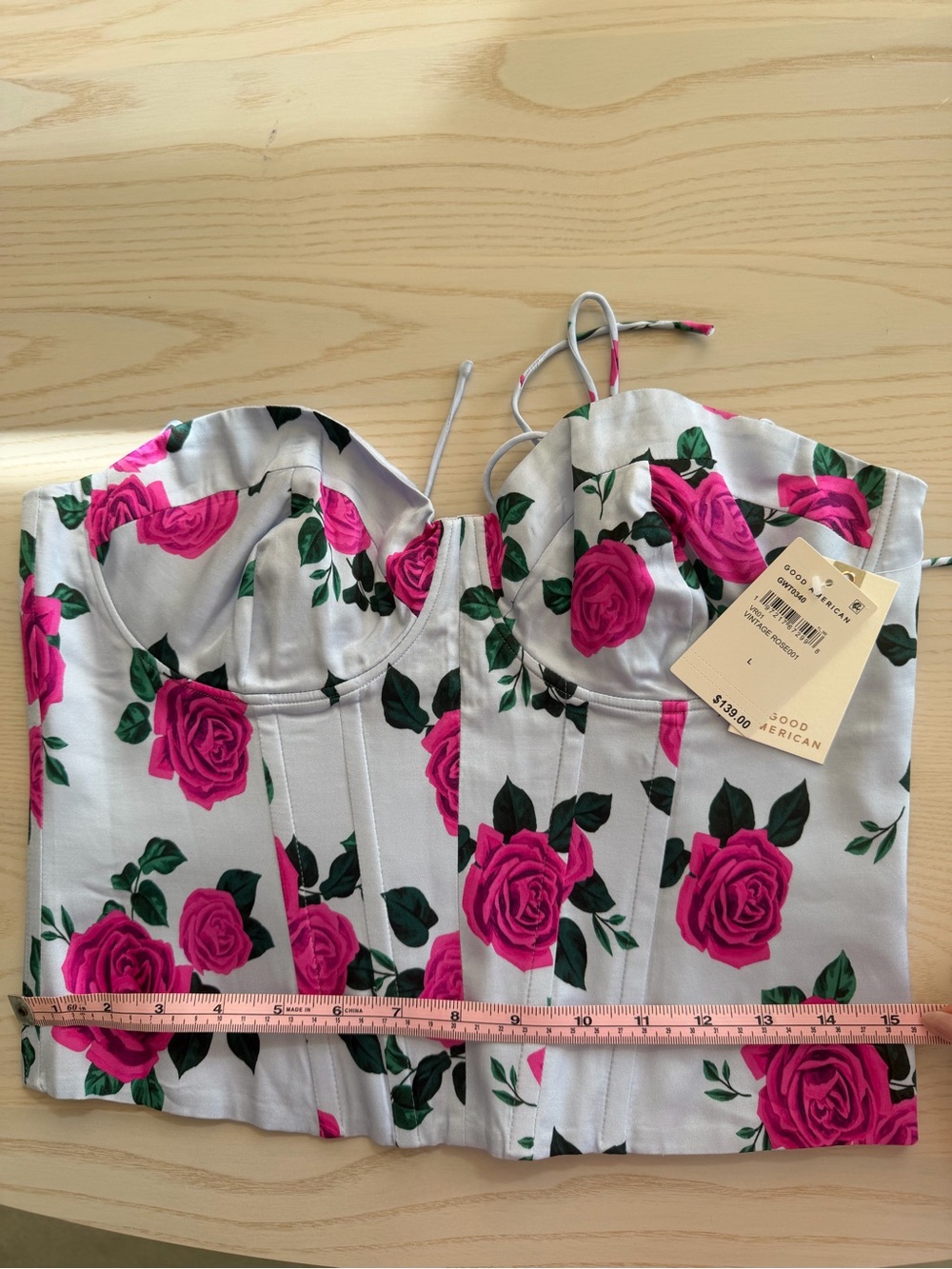 Good American Floral Bustier Top in Pink and Green - Picture 7 of 7